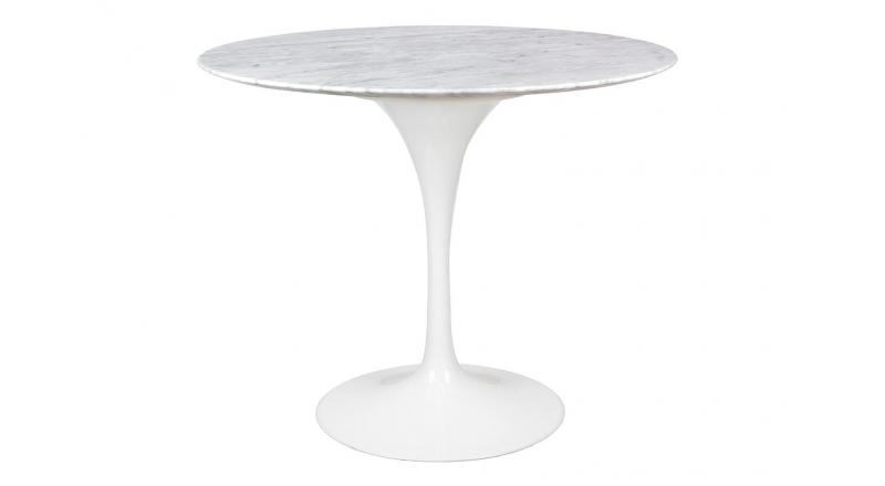 Stół TULIP MARBLE 90 CARRARA biały - blat okrągły marmurowy, metal