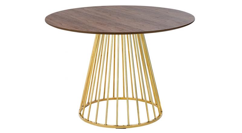 Stół GLAM WALNUT 110 - fornir orzechowy, złota podstawa