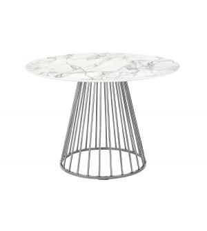 Stół GLAM MARBLE 110 - MDF, chromowana podstawa