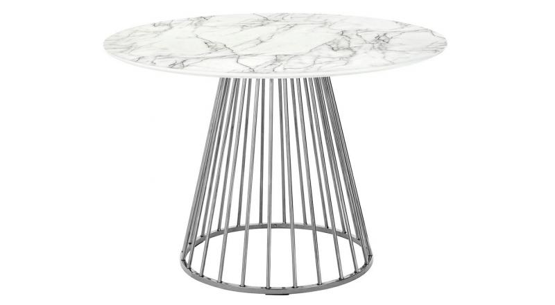 Stół GLAM MARBLE 110 - MDF, chromowana podstawa