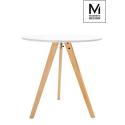 MODESTO stół TRIPOD FI 80 biały - blat MDF, nogi bukowe