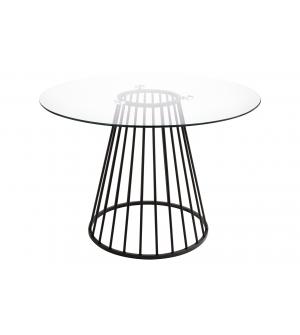 Stół GLAM GLASS 110 - szkło, czarna podstawa