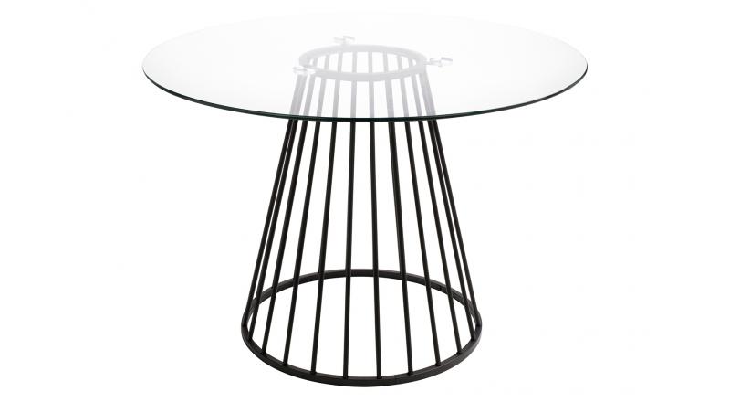 Stół GLAM GLASS 110 - szkło, czarna podstawa