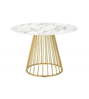 Stół GLAM MARBLE 110 - MDF, złota podstawa