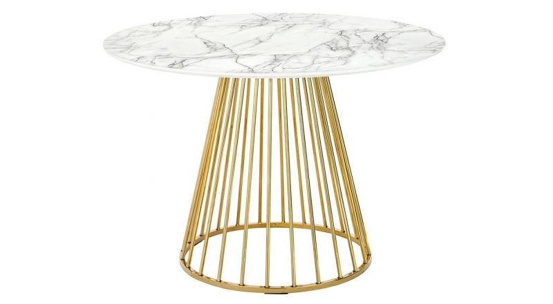 Stół GLAM MARBLE 110 - MDF, złota podstawa