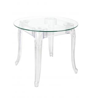Stół KING ROUND 90 transparentny - poliwęglan, szkło hartowane