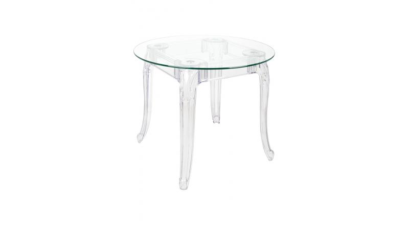 Stół KING ROUND 90 transparentny - poliwęglan, szkło hartowane