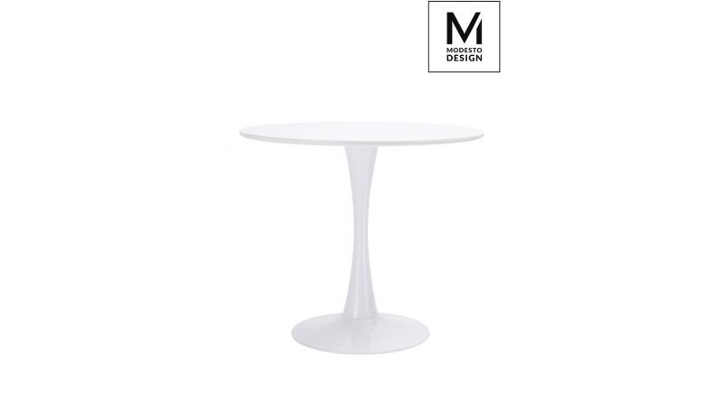 MODESTO stół TULIP FI 90 biały - MDF, podstawa metalowa