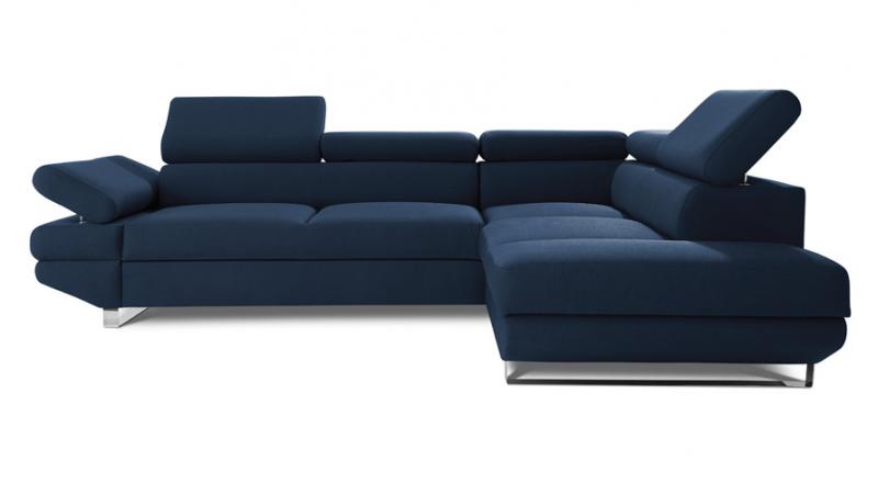 Narożnik AVANTI lewostronny rozkładany w modnym granatowym welwecie