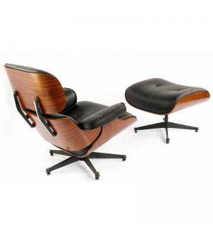 FOTEL Z PODNÓŻKIEM TOKYO CZARNA SKÓRA/ WIŚNIA