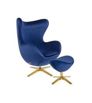 IBIZA GOLD VELVET Z PODNÓŻKIEM niebieski