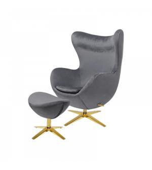 IBIZA GOLD VELVET Z PODNÓŻKIEM ciemno szary