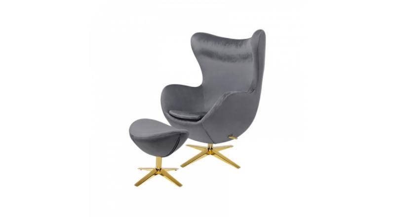 IBIZA GOLD VELVET Z PODNÓŻKIEM ciemno szary