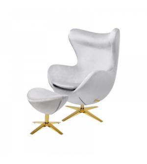 IBIZA GOLD VELVET Z PODNÓŻKIEM szary