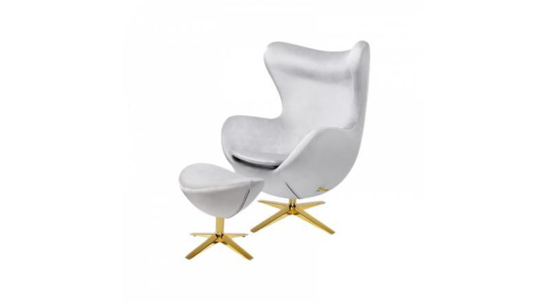 IBIZA GOLD VELVET Z PODNÓŻKIEM szary