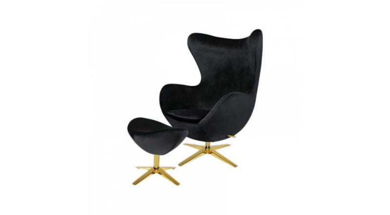 IBIZA GOLD VELVET Z PODNÓŻKIEM czarny