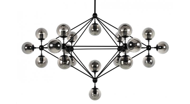 Lampa wisząca PLANETARIO 21 czarna - klosze dymione