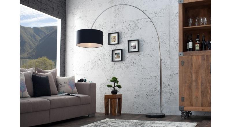 INVICTA lampa podłogowa BIG BOW czarna - marmur, metal, tkanina