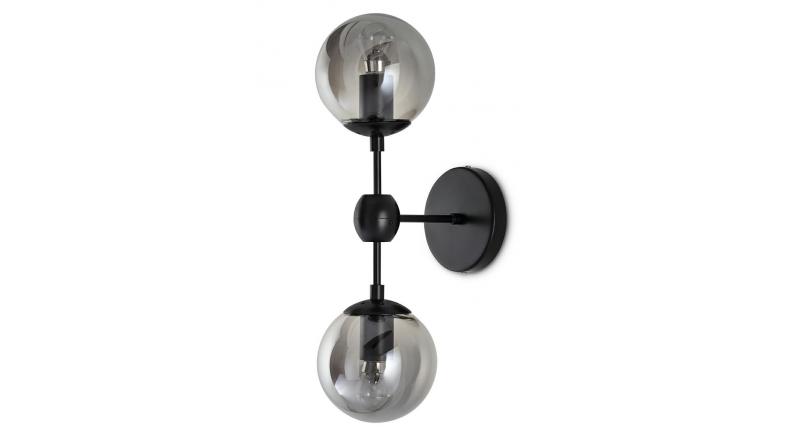 Lampa ścienna PLANETARIO 2 czarna - klosze dymione