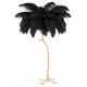 Lampa podłogowa TIFFANY 175 czarna mosiądz / naturalne pióra