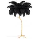Lampa podłogowa TIFFANY 175 czarna mosiądz / naturalne pióra