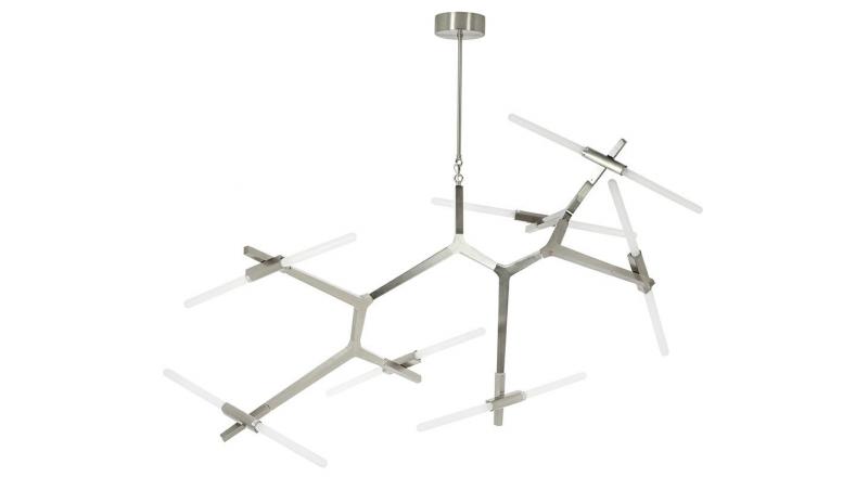 Lampa wisząca CANDELABR PREMIUM 14 srebrna - aluminium, szkło