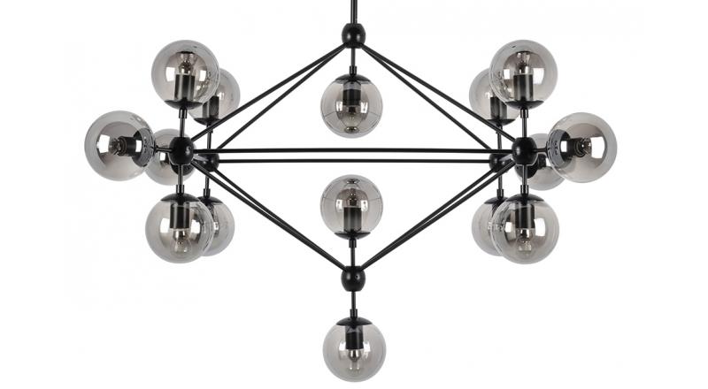 Lampa wisząca PLANETARIO 15 czarna - klosze dymione