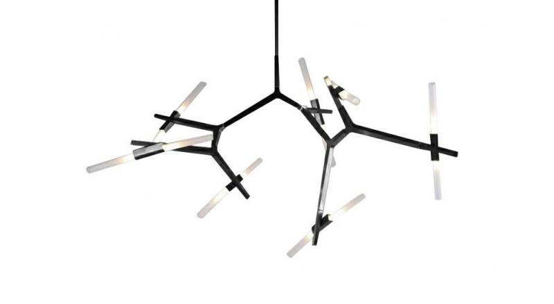 Lampa wisząca CANDELABR 14 czarna - aluminium, szkło