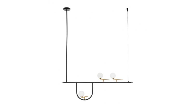 Lampa wisząca TWEETY 120 czarno-złota - metal, aluminium, szkło