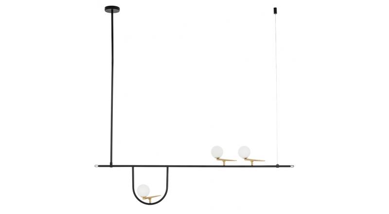 Lampa wisząca TWEETY 160 czarno-złota - metal, aluminium, szkło